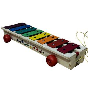 Vintage Fisher Price Pull Along Xylophone 1978 Retro Nursery Toy Musical Collect